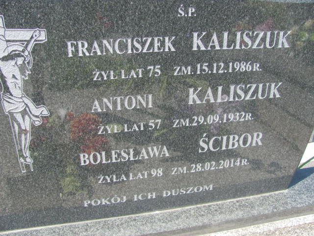 Franciszek Kaliszuk 1911 Wohyń - Grobonet - Wyszukiwarka osób pochowanych