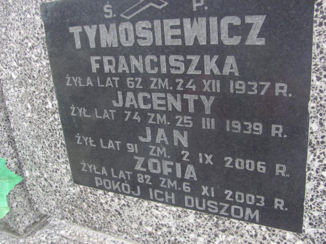 Franciszka Tymosiewicz Wohyń - Grobonet - Wyszukiwarka osób pochowanych